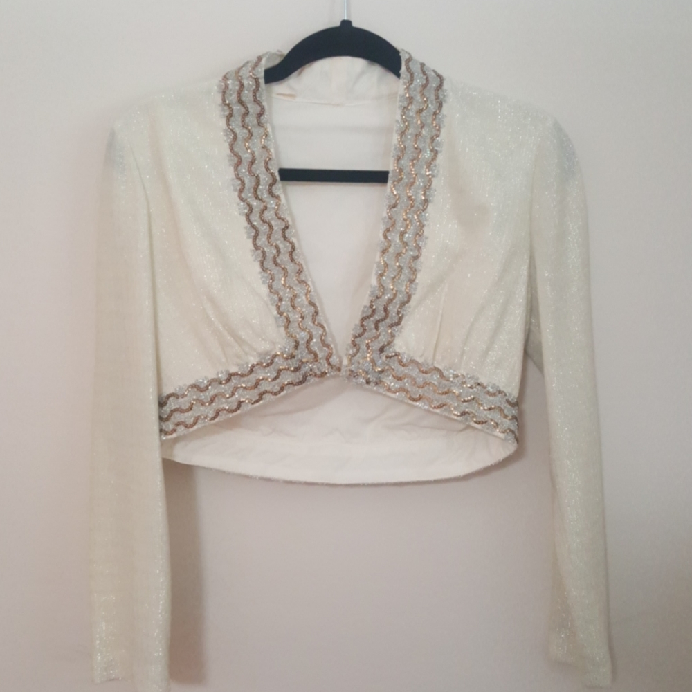 VINTAGE 1970s Metallic Shrug Top sz M